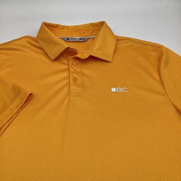 Black Clover Live Lucky Mens Short Sleeve Golf Polo‎ Orange Size Medium - Picture 1 of 9